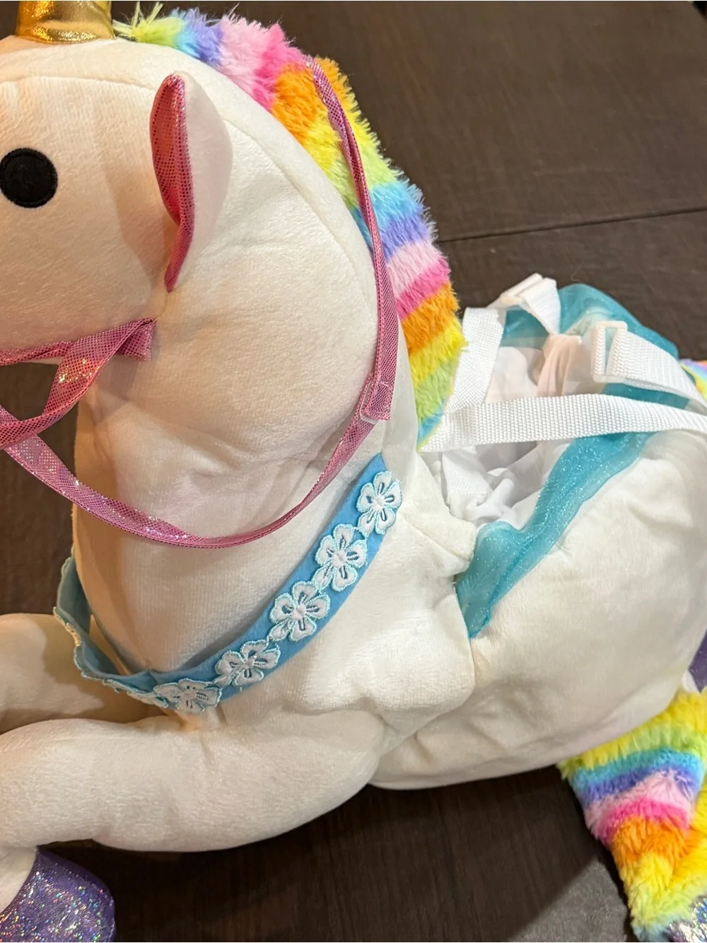 Plush Rainbow Unicorn Costume Boots - White and Multicolor - Picture 7 of 7